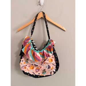 Halloween Hobo Bag Large Multicolor Ghost Cat Cupcake Ruffle‎
